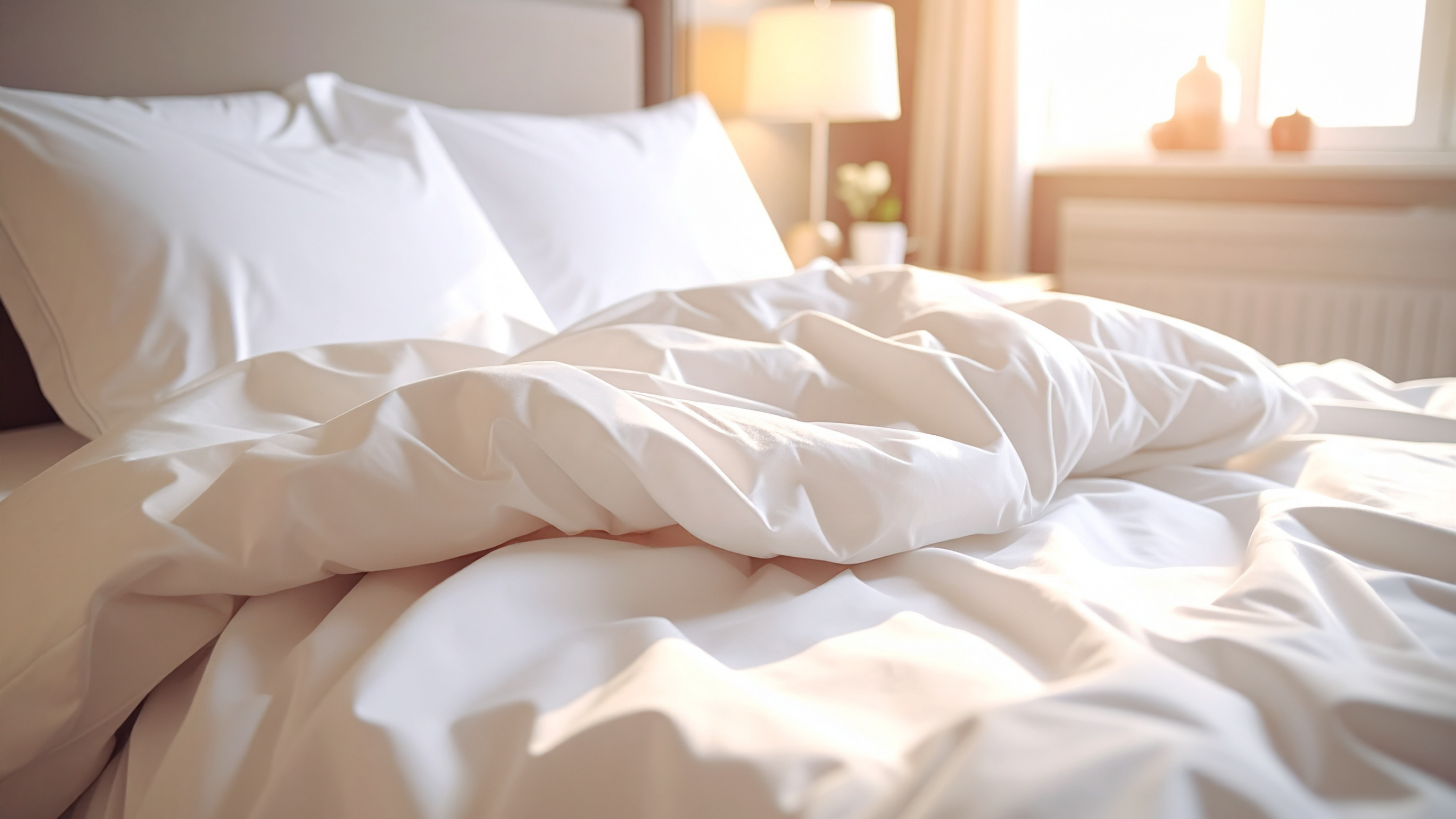 Fresh white bed sheets, one of the best little luxuries in life for a cozy night's sleep.